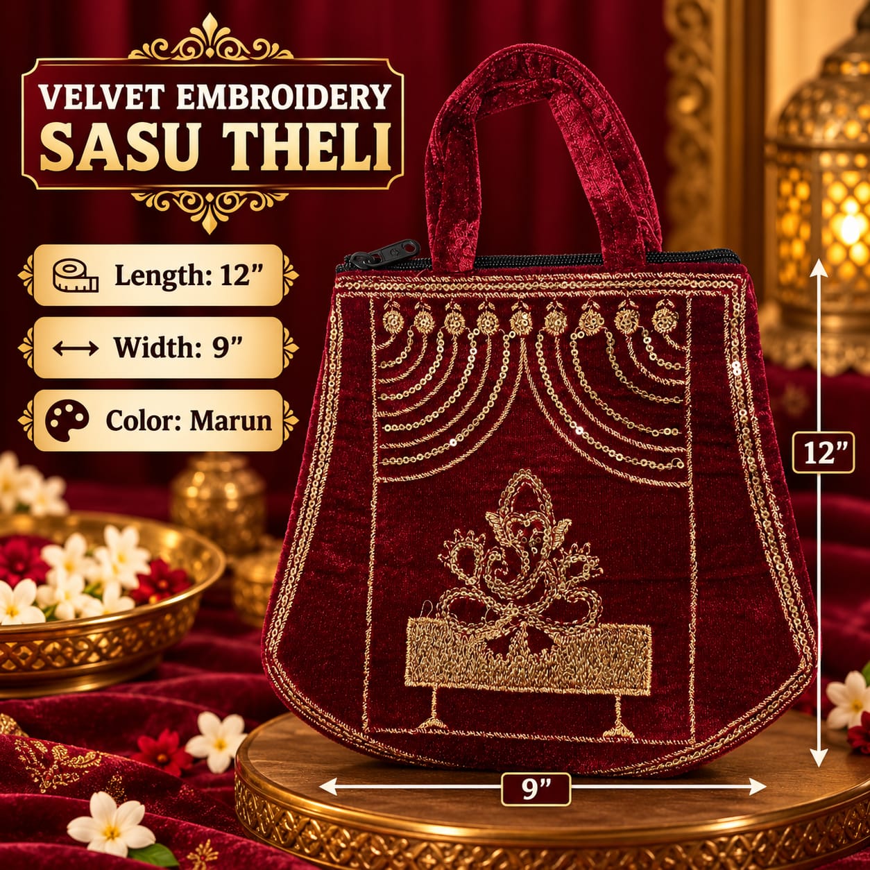 Velvet Embroidery Sasu Theli (Ganesh)