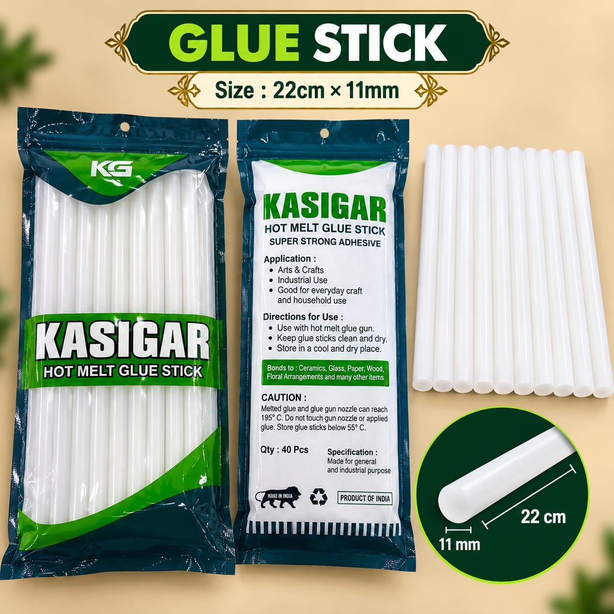Kasigar Hot Melt Glue Stick (22cm X 11mm)