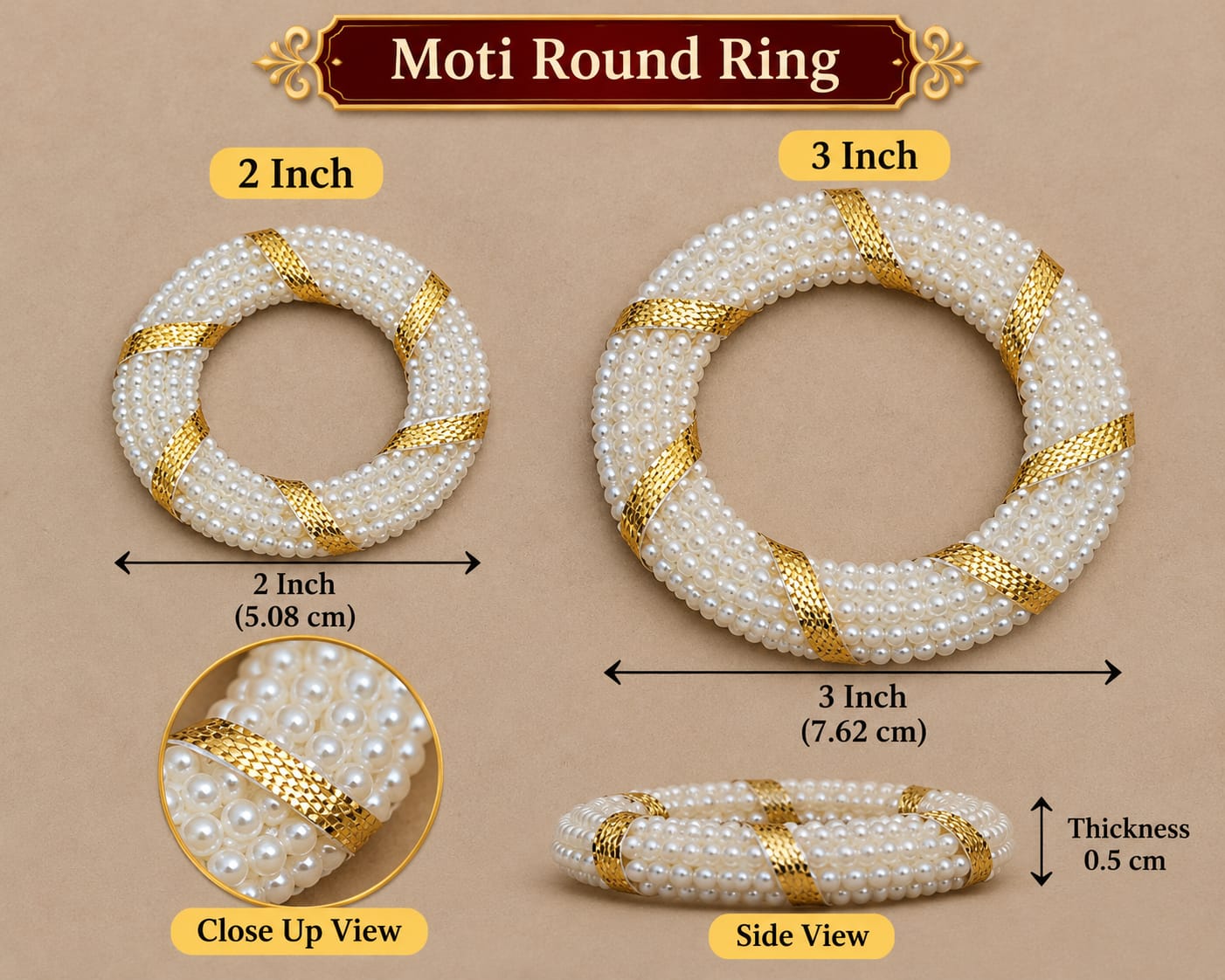 Moti Round Ring (2 Inch & 3 Inch)