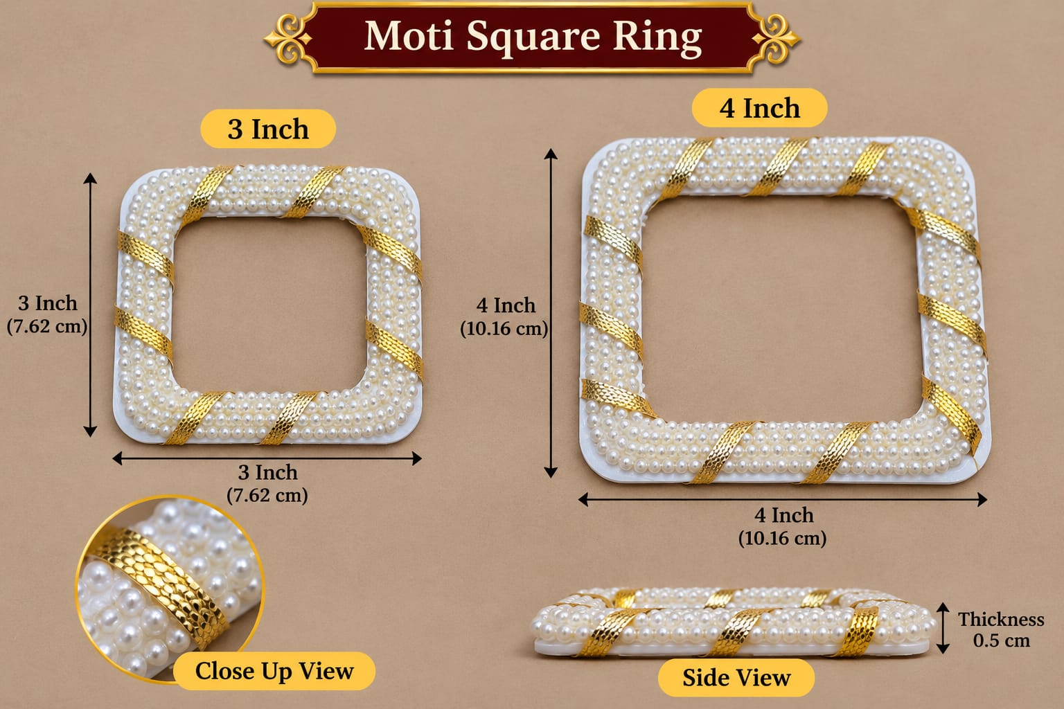 Moti Square Ring (3 Inch & 4 Inch)