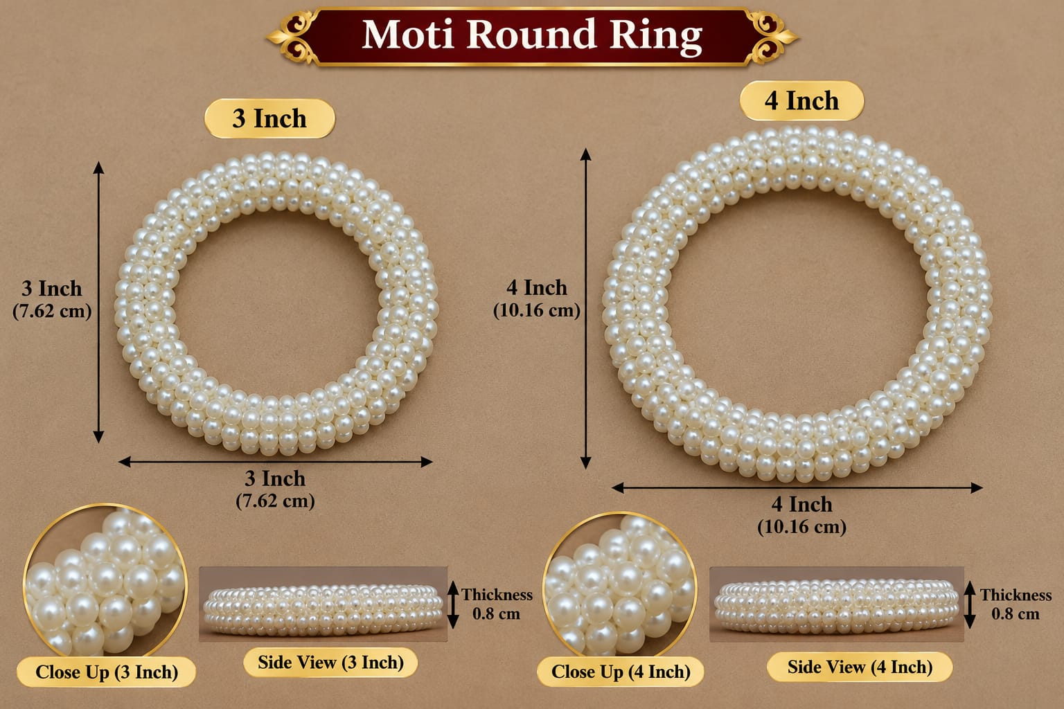 Moti Round Ring Plain (3 Inch & 4 Inch)