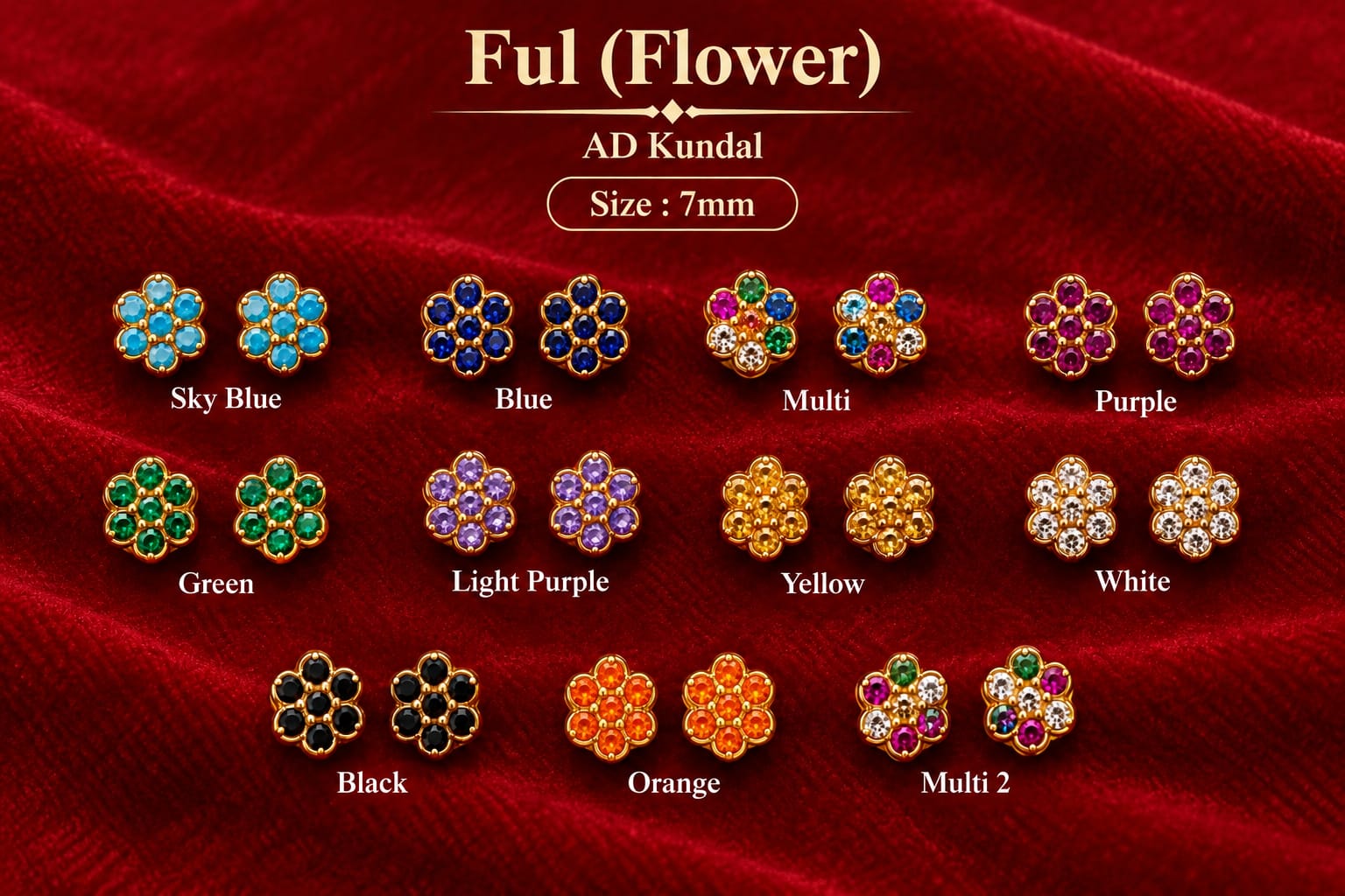 Ful (Flower) AD Kundal (7mm)