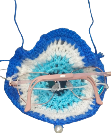 Handmade Crochet Evil-Eye Eyeglass Pouch